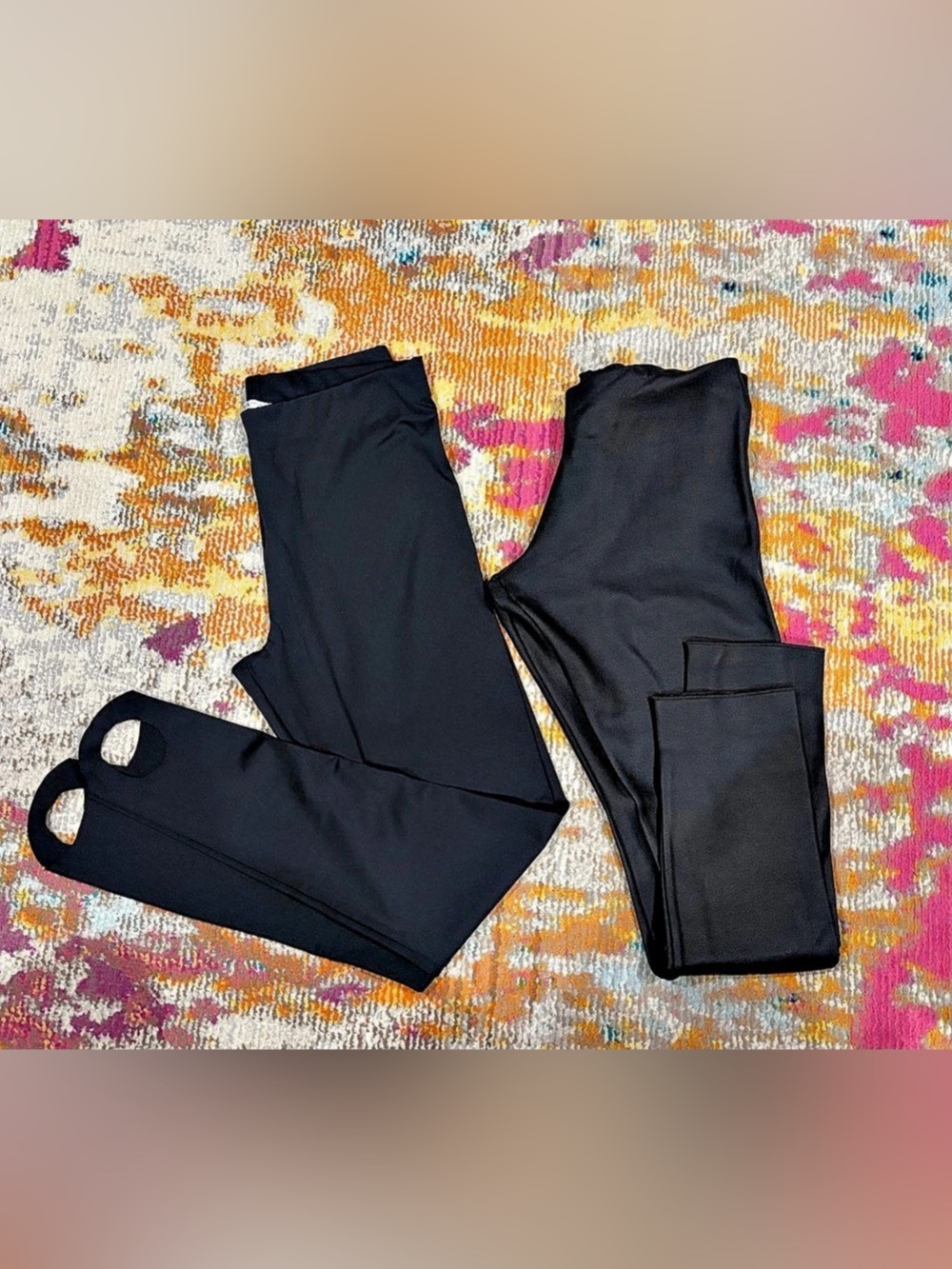 Zara set of Stretch Stirrup Leggings Black Size Large